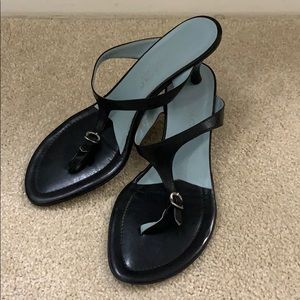 Mila Paoli Kitten Heel Thong Sandals in Black